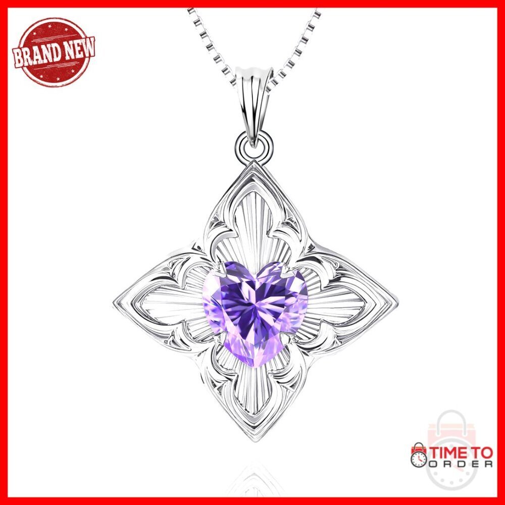 Delicate Four-Leaf Clover Charm Necklace January Birthstone Sterling Silver Gift